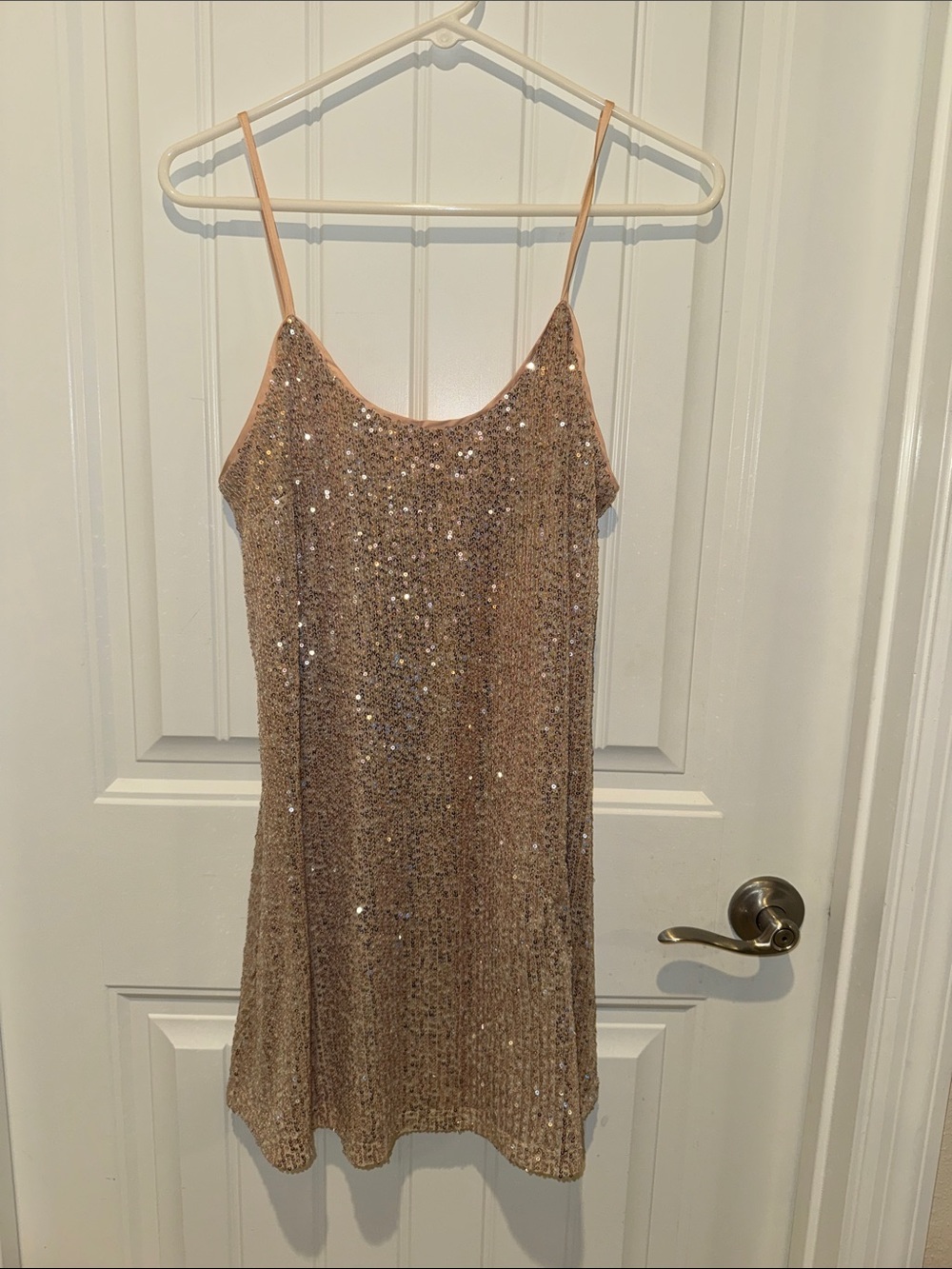 Lulu's Homecoming/ HOCO Rose Gold Sequin Slip Dress